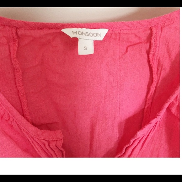 MONSOON Rawnie Beach Shirt/Coverup With Button Front & Pocket Coral Pink Small - Picture 7 of 9